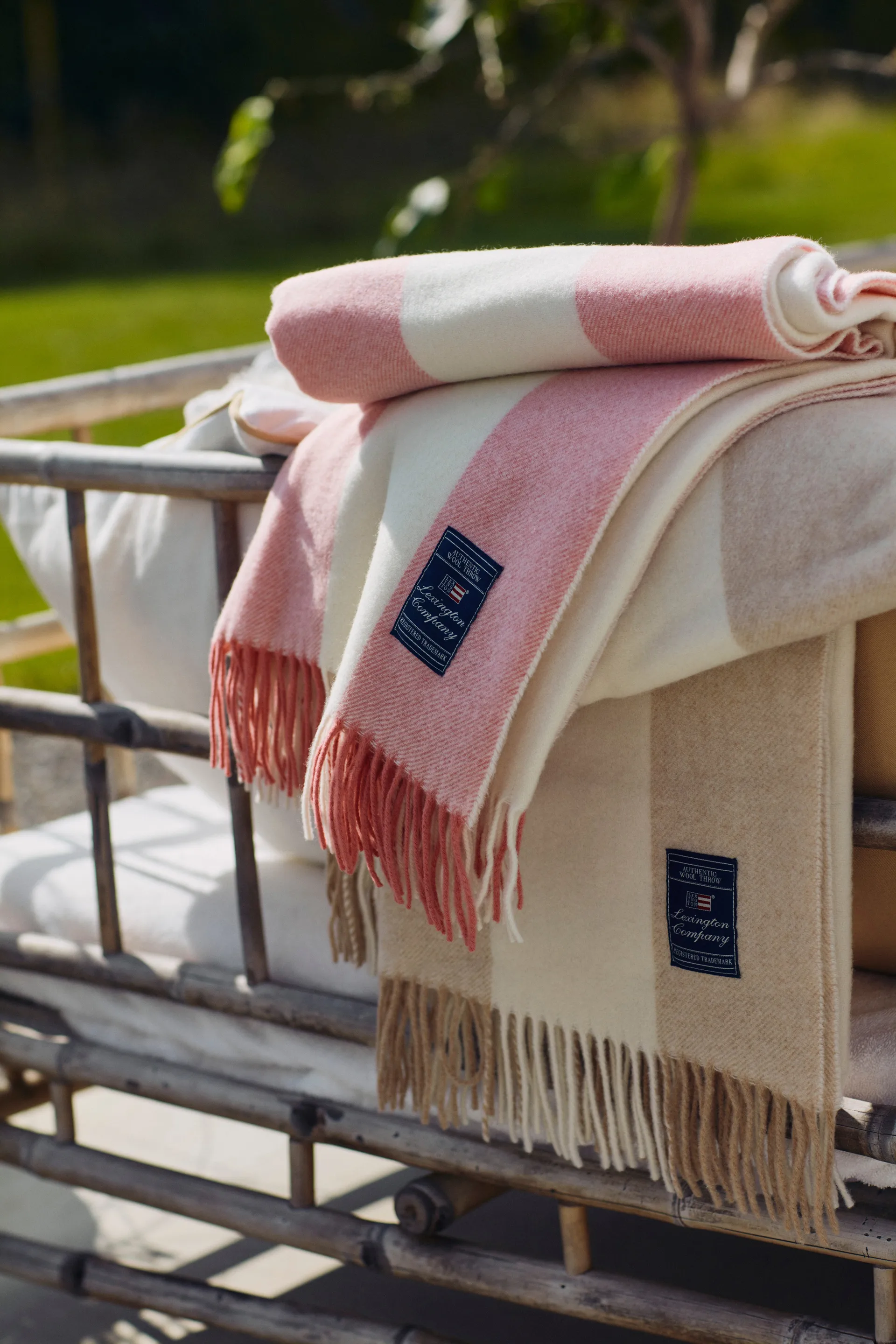 Manta Btapa Striped Recycled Wool 130x170 cm, Oat-White Lexington