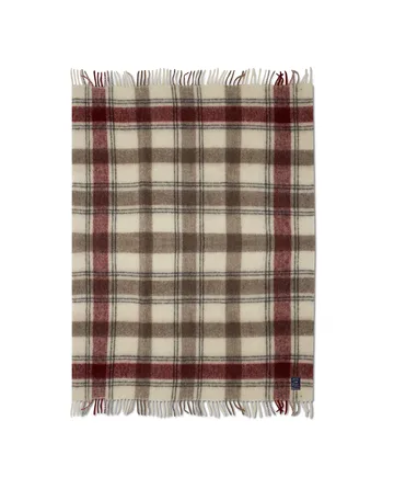 Manta Checked Mohair Mix 130x170 cm - Rojo-beige-blanco - Lexington