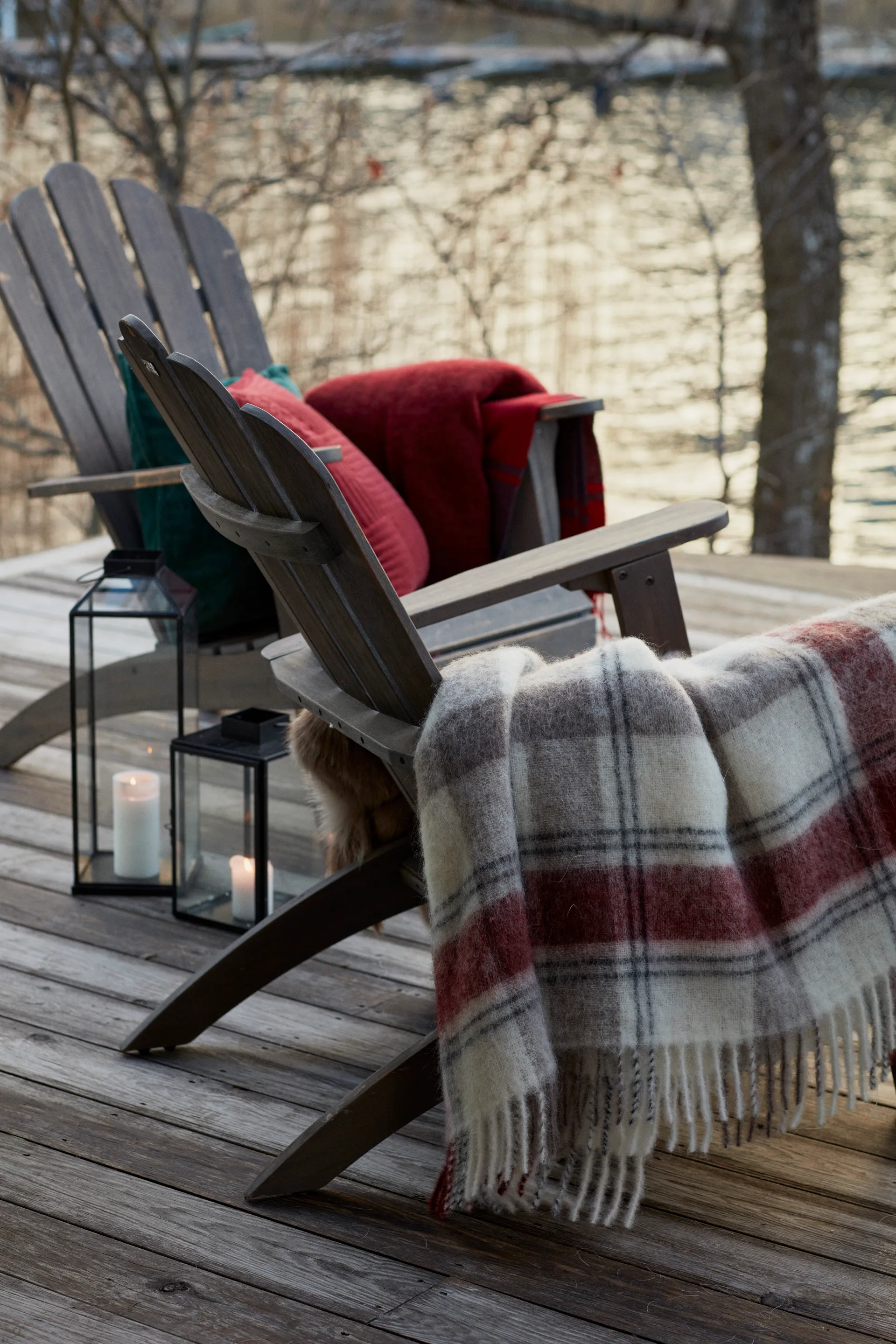 Manta Checked Mohair Mix 130x170 cm, Rojo-beige-blanco Lexington