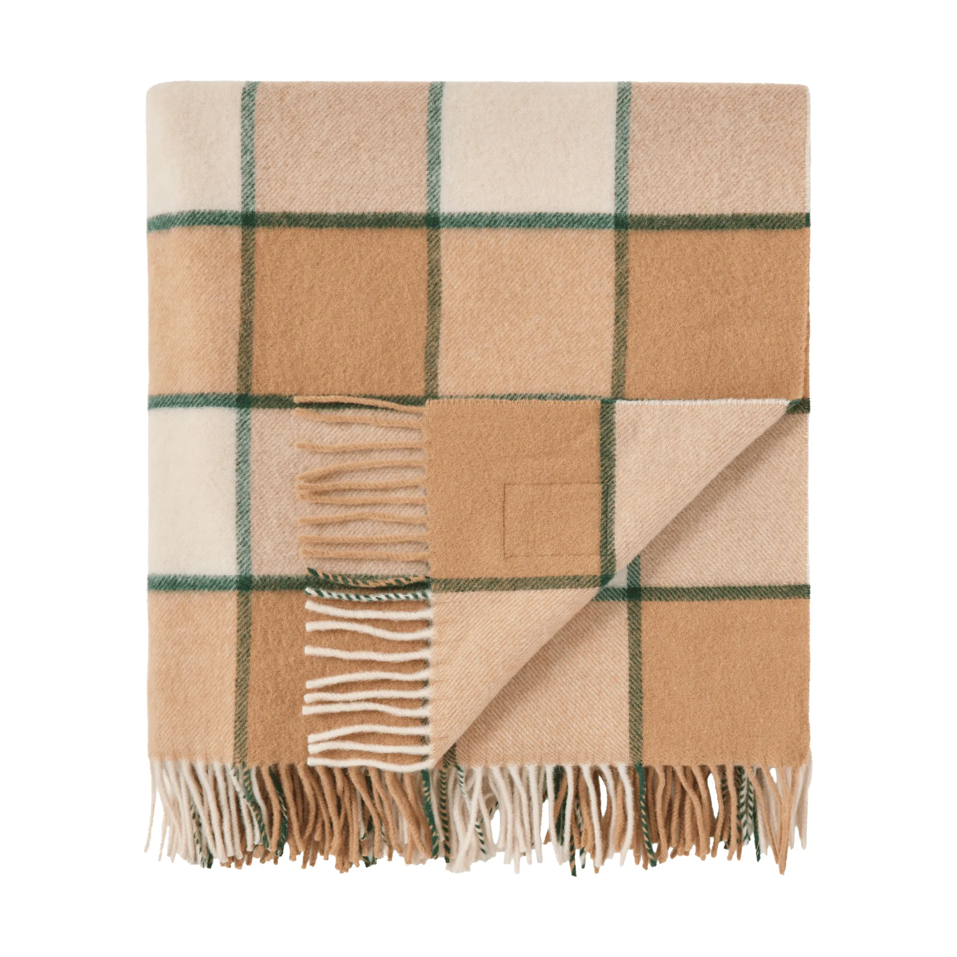 Manta Checked Recycled Wool 130x170 cm, Beige-light beige-verde Lexington