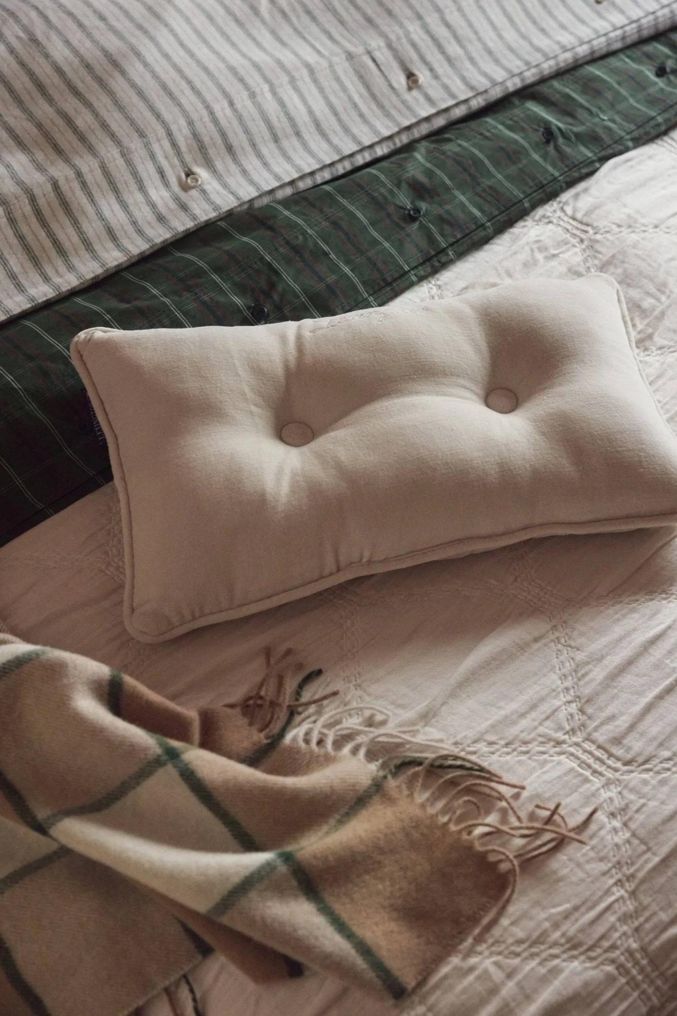 Manta Checked Recycled Wool 130x170 cm, Beige-light beige-verde Lexington