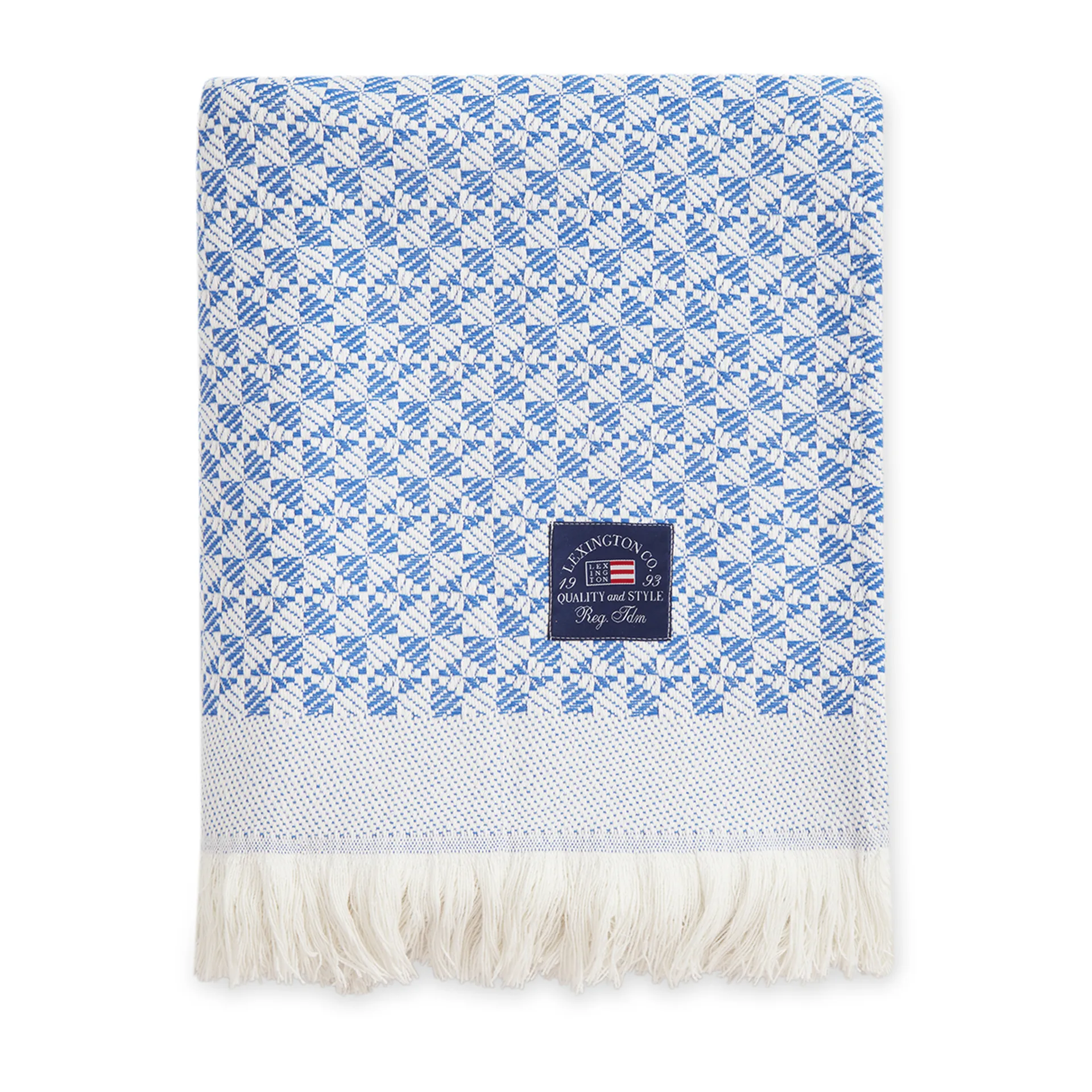 Manta de algodón Striped Structured Recycled 130x170 cm, Azul-blanco Lexington