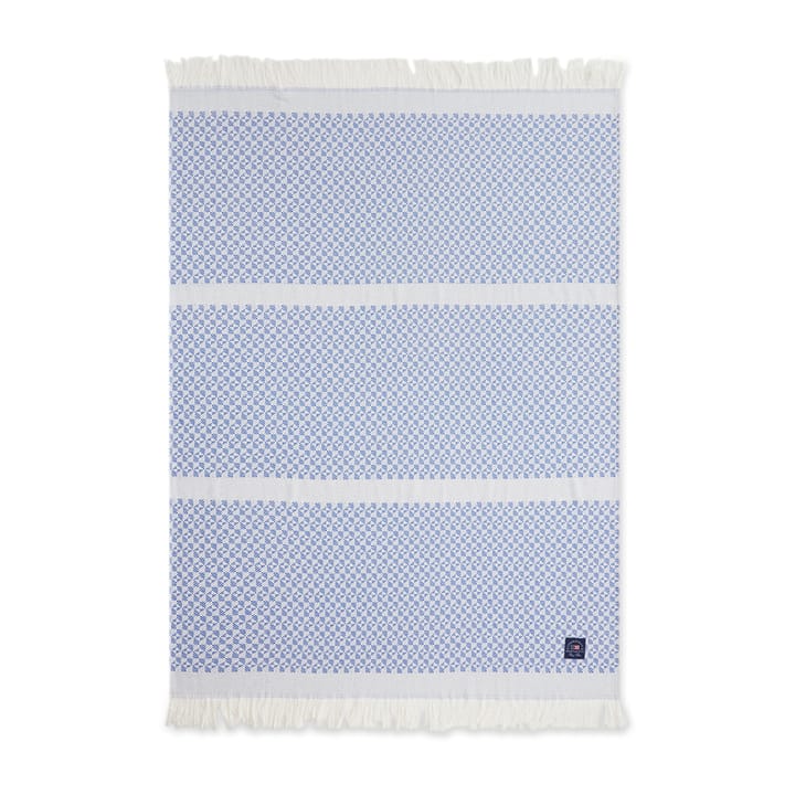 Manta de algodón Striped Structured Recycled 130x170 cm, Azul-blanco Lexington