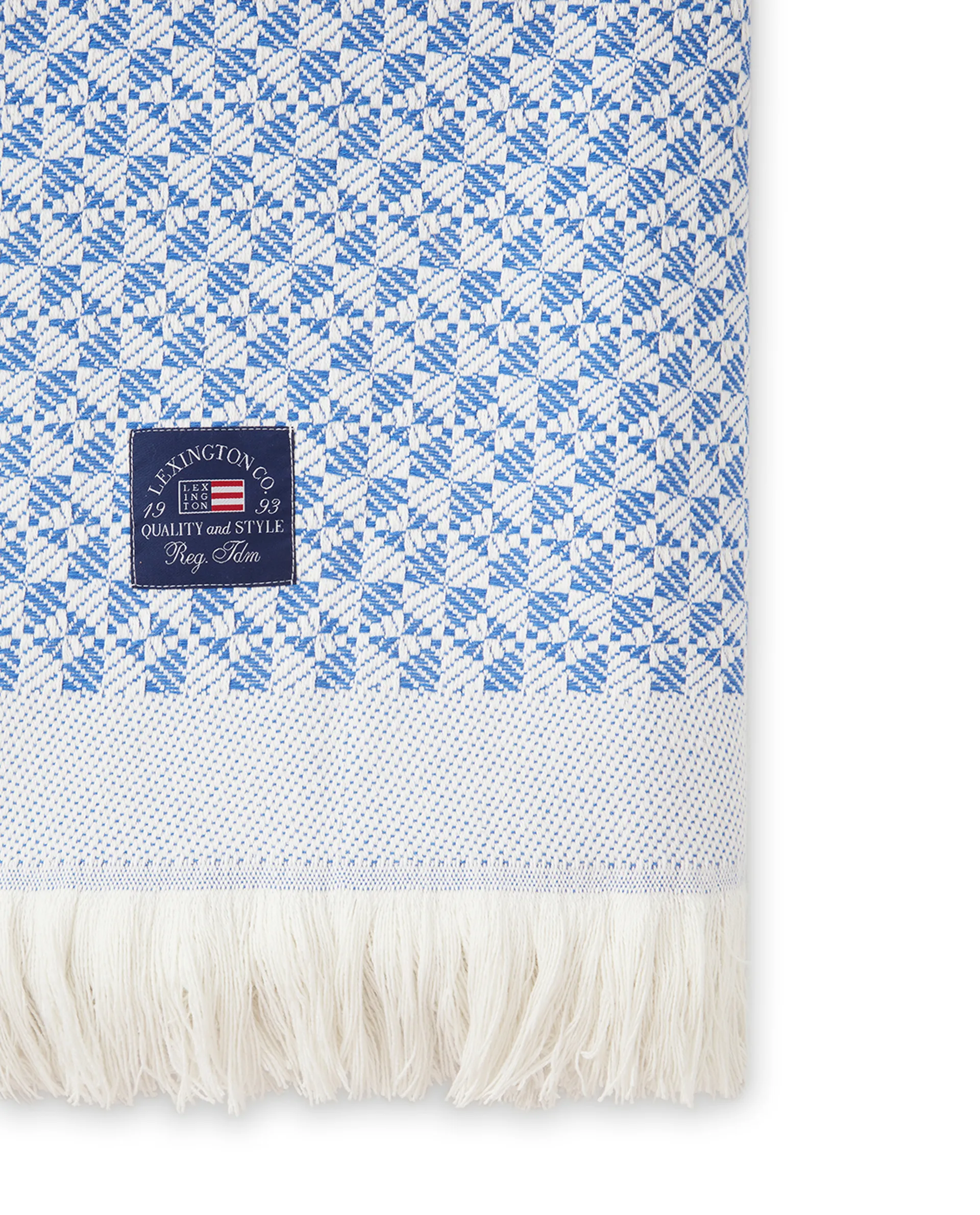 Manta de algodón Striped Structured Recycled 130x170 cm, Azul-blanco Lexington