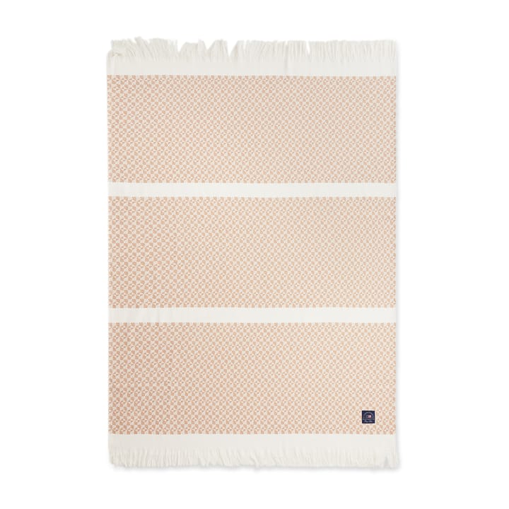 Manta de algodón Striped Structured Recycled 130x170 cm, Beige-blanco Lexington
