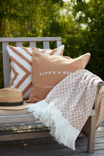 Manta de algodón Striped Structured Recycled 130x170 cm - Beige-blanco - Lexington