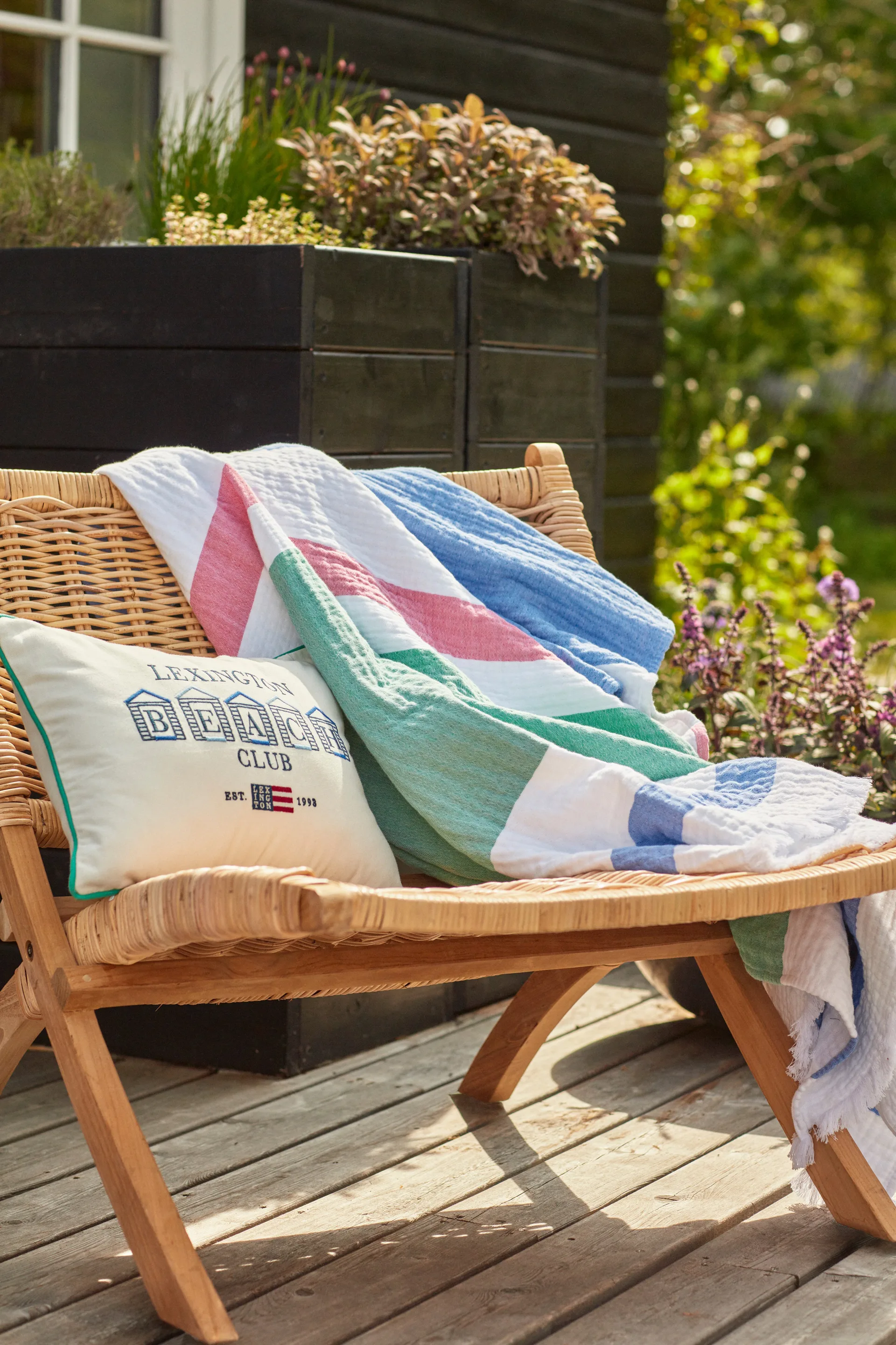 Manta de algodón Striped waffle 130x170 cm, Multi Lexington