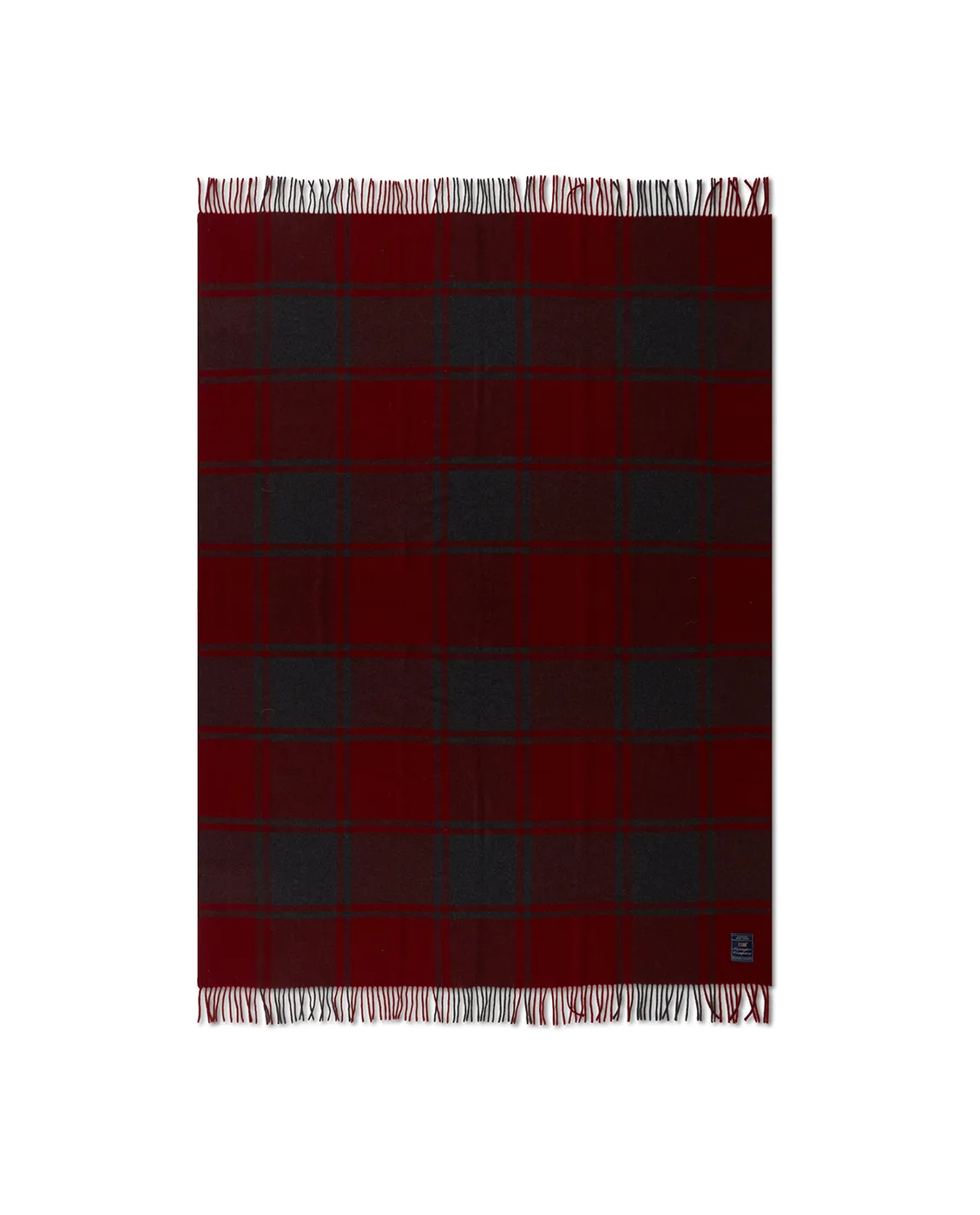 Manta de lana Checked Recycled 130x170 cm, Rojo-gris oscuro Lexington