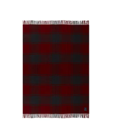 Manta de lana Checked Recycled 130x170 cm - Rojo-gris oscuro - Lexington