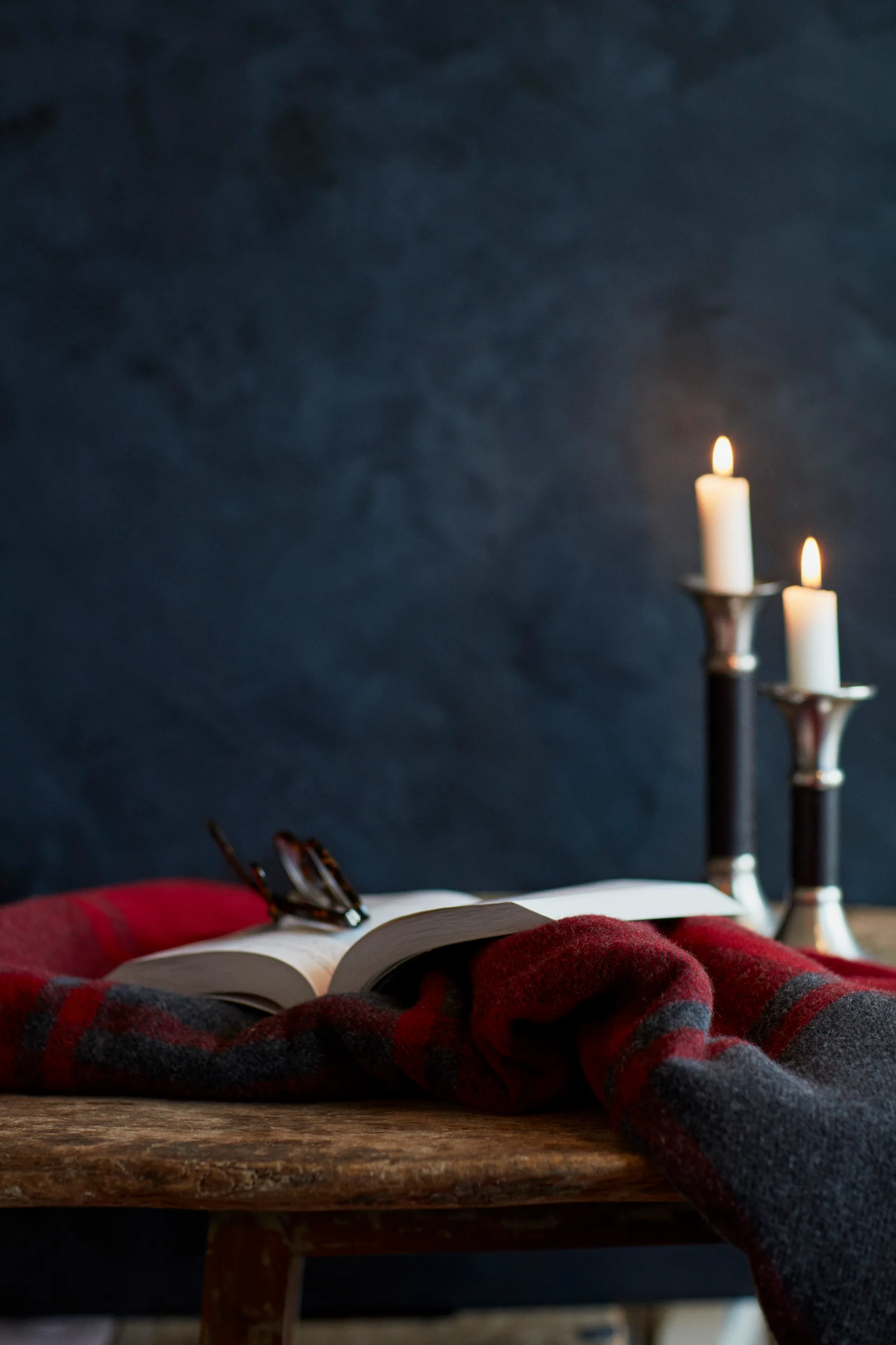 Manta de lana Checked Recycled 130x170 cm, Rojo-gris oscuro Lexington