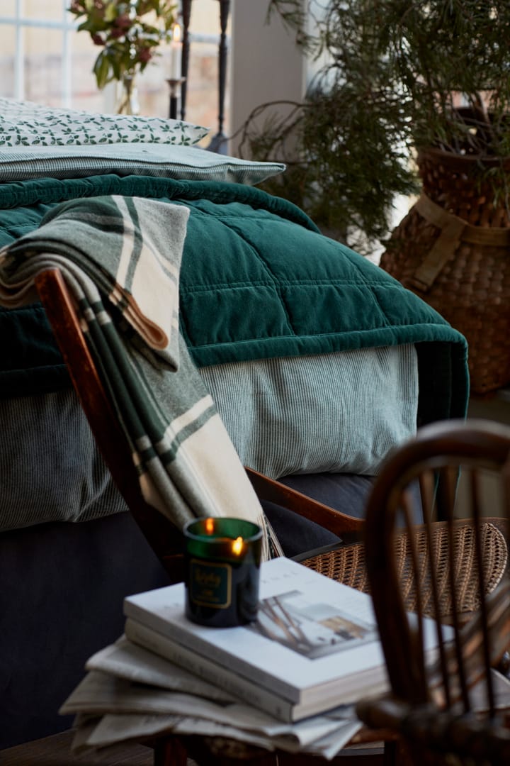 Manta de lana Checked Recycled 130x170 cm, Verde-beige Lexington