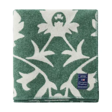 Manta de lana tejido jacquard Flower  - Green-Light beige - Lexington