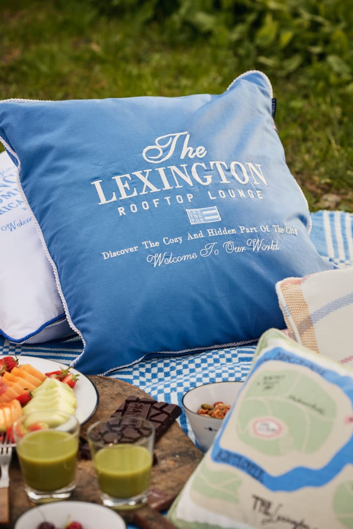 Manta de picnic Checked Recycled Cotton 150x150 cm, Blue Lexington