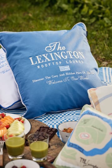 Manta de picnic Checked Recycled Cotton 150x150 cm - Blue - Lexington
