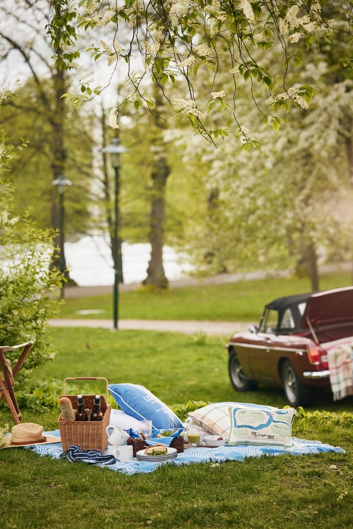 Manta de picnic Checked Recycled Cotton 150x150 cm, Blue Lexington