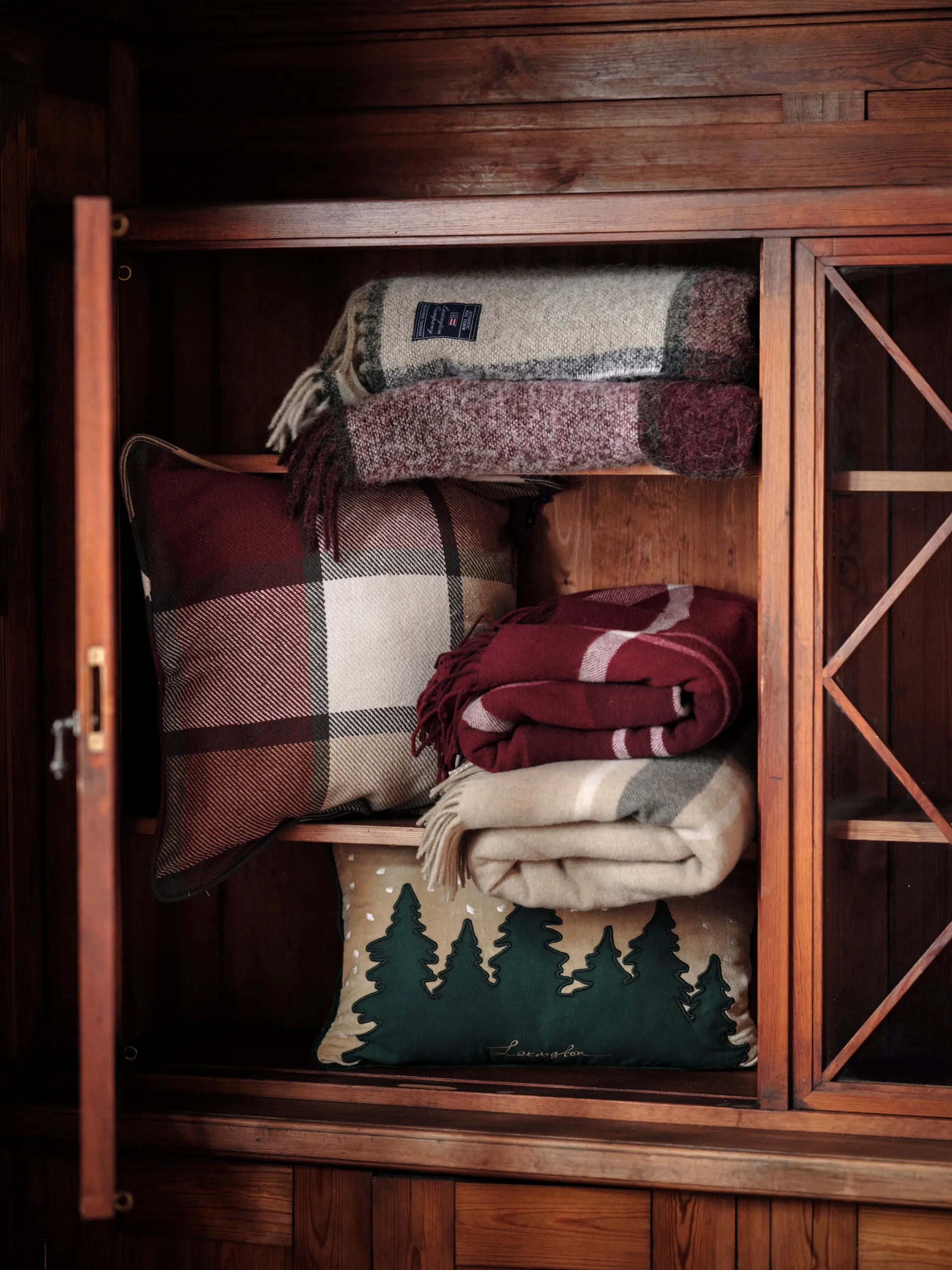 Manta Frame checked recycled 130x170 cm, Beige-verde Lexington