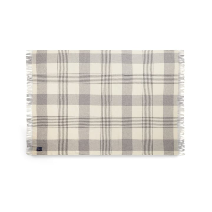 Manta Gray Checked Recycled Wool 130x170 cm - Gray-white - Lexington