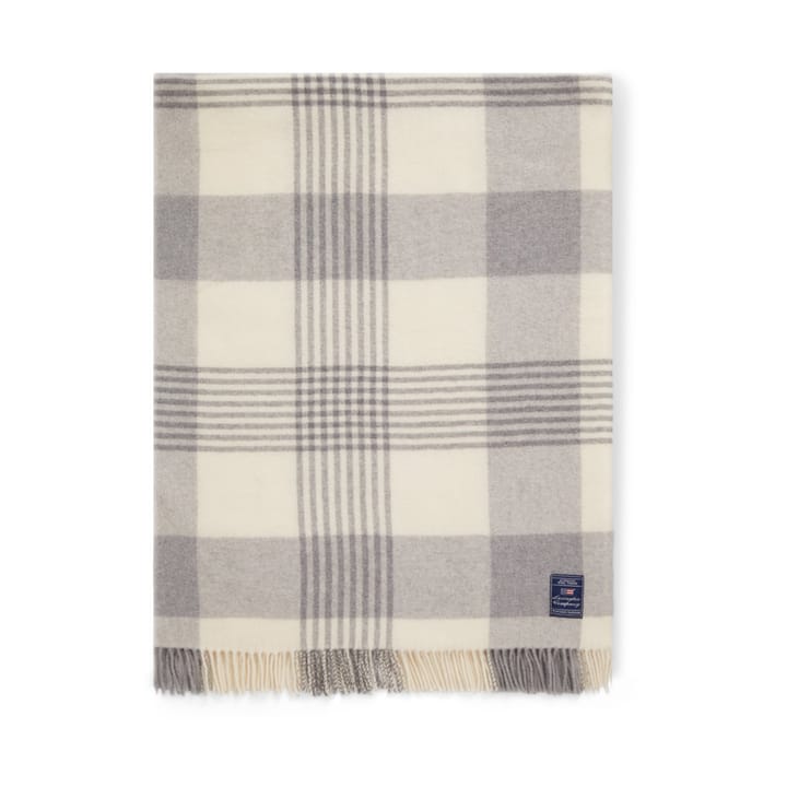 Manta Gray Checked Recycled Wool 130x170 cm, Gray-white Lexington