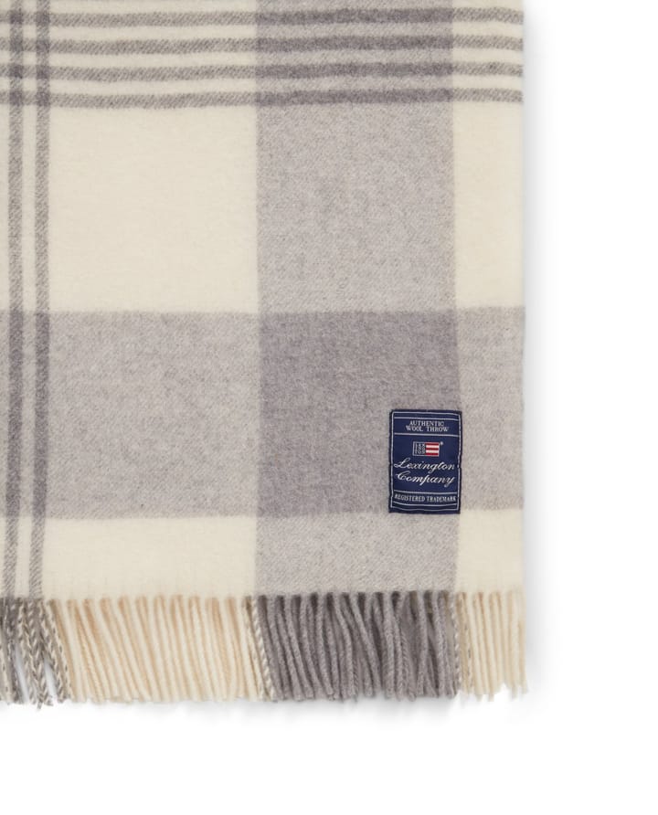 Manta Gray Checked Recycled Wool 130x170 cm, Gray-white Lexington