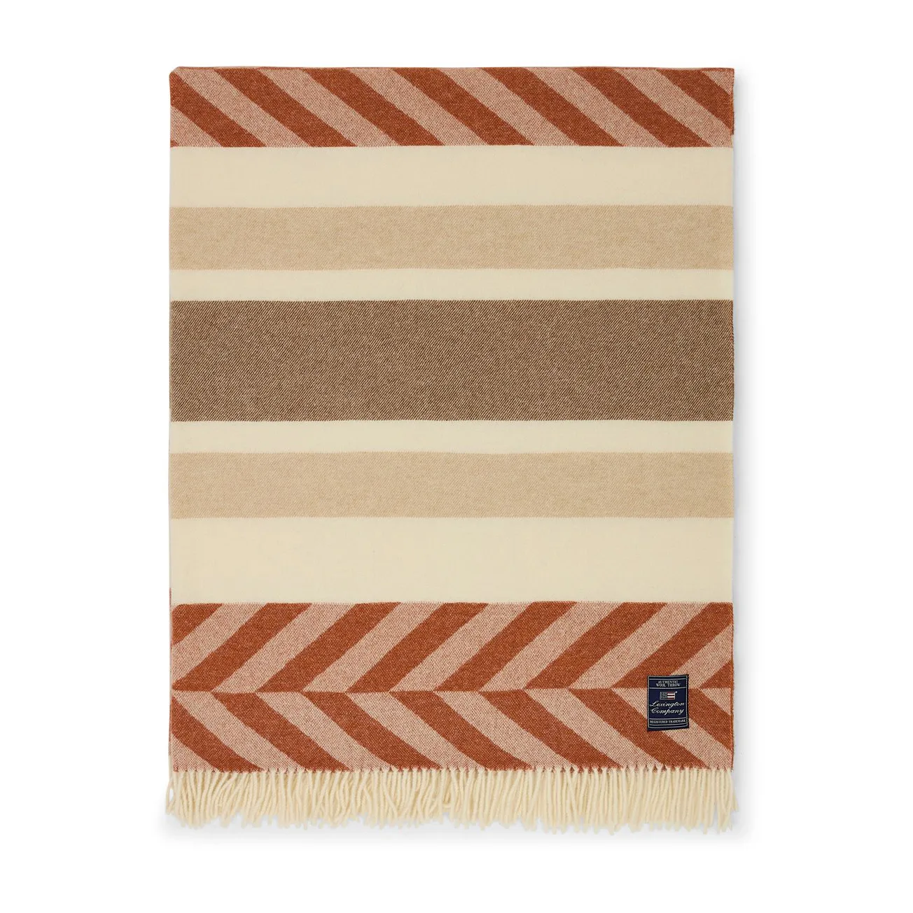 Manta Herringbone Striped Recycled Wool 130x170 cm, Copper-brown Lexington