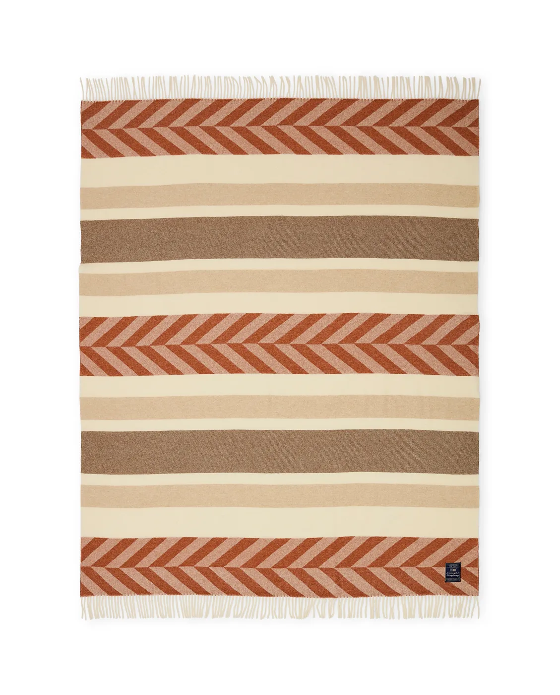 Manta Herringbone Striped Recycled Wool 130x170 cm, Copper-brown Lexington