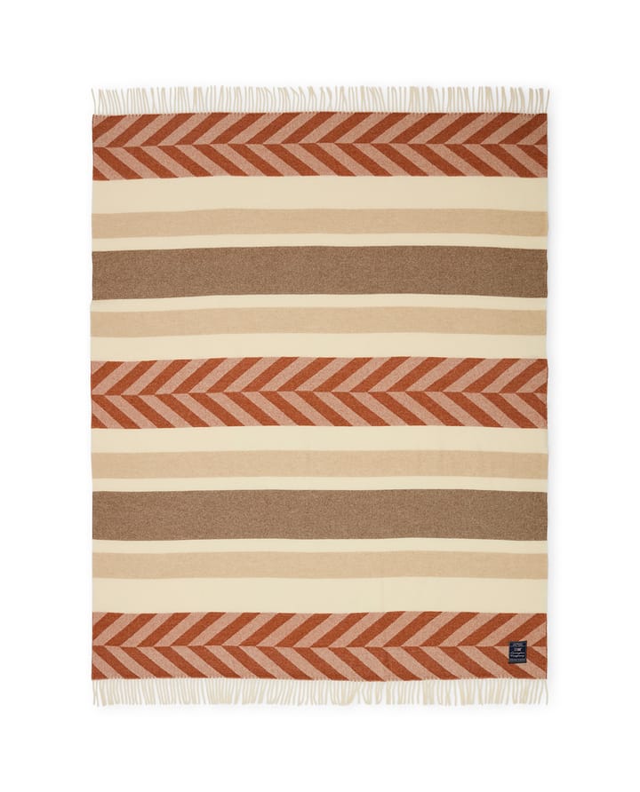 Manta Herringbone Striped Recycled Wool 130x170 cm, Copper-brown Lexington