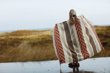 Manta Herringbone Striped Recycled Wool 130x170 cm - Copper-brown - Lexington