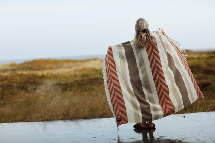 Manta Herringbone Striped Recycled Wool 130x170 cm, Copper-brown Lexington