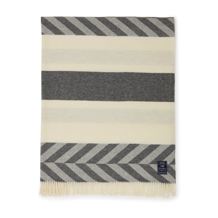 Manta Herringbone Striped Recycled Wool 130x170 cm - Gray-off white - Lexington