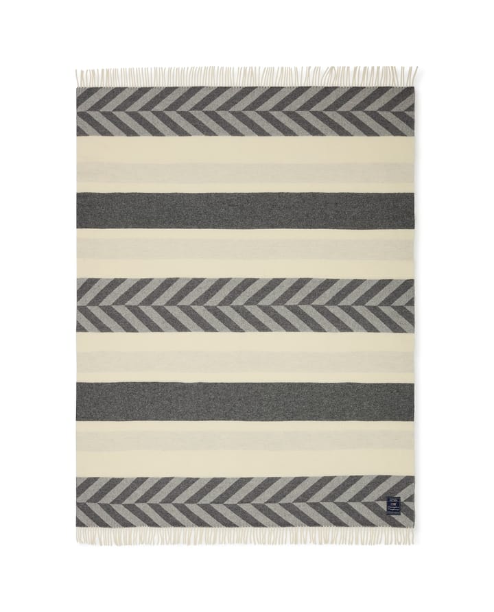 Manta Herringbone Striped Recycled Wool 130x170 cm, Gray-off white Lexington