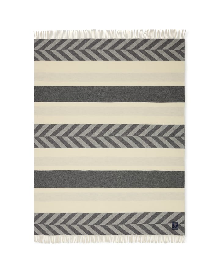 Manta Herringbone Striped Recycled Wool 130x170 cm - Gray-off white - Lexington