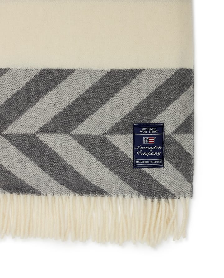 Manta Herringbone Striped Recycled Wool 130x170 cm, Gray-off white Lexington
