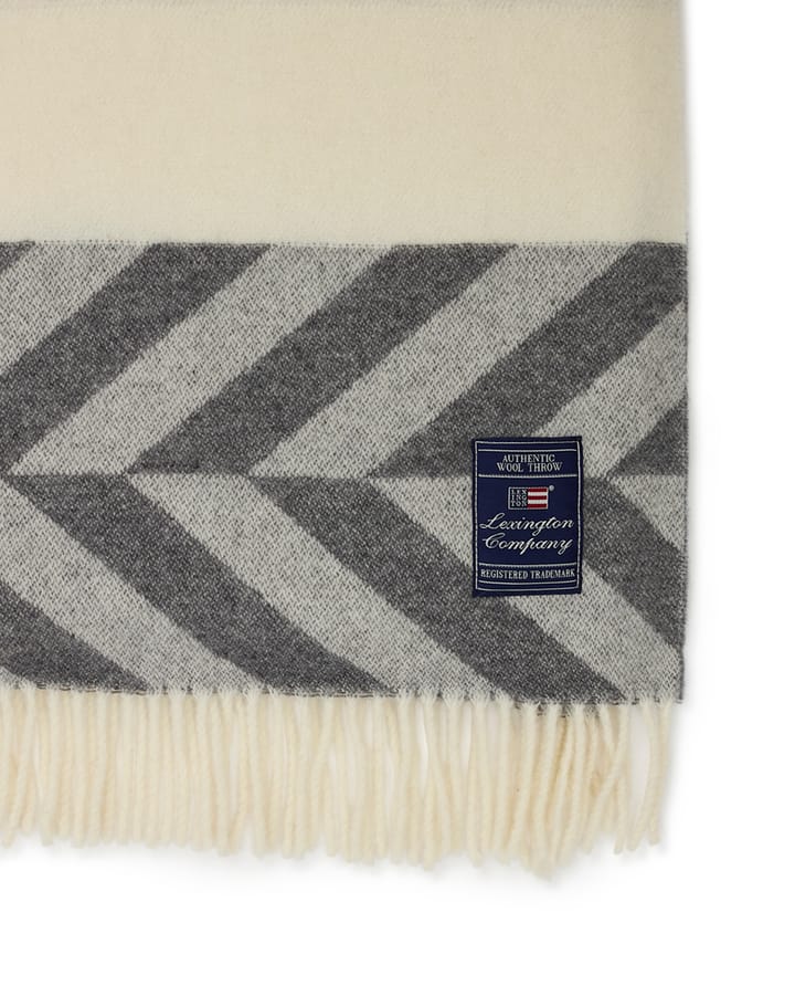 Manta Herringbone Striped Recycled Wool 130x170 cm - Gray-off white - Lexington