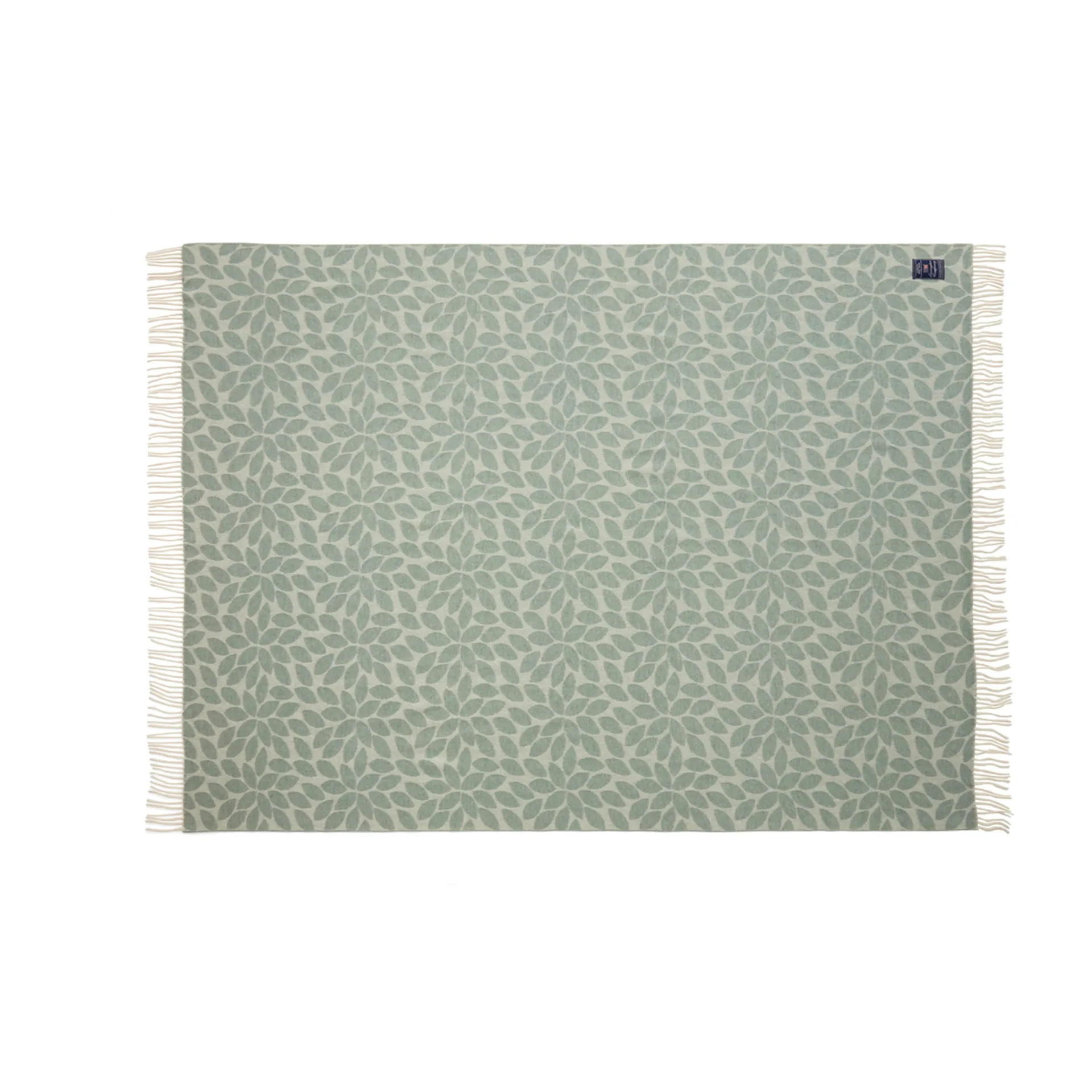 Manta lana Leaves Recycled Wool Jacquard 130x170 cm, verde Lexington