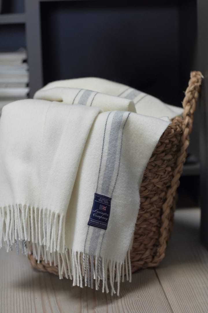 Manta lana Striped Recycled 130x170 cm, Offwhite-gris Lexington