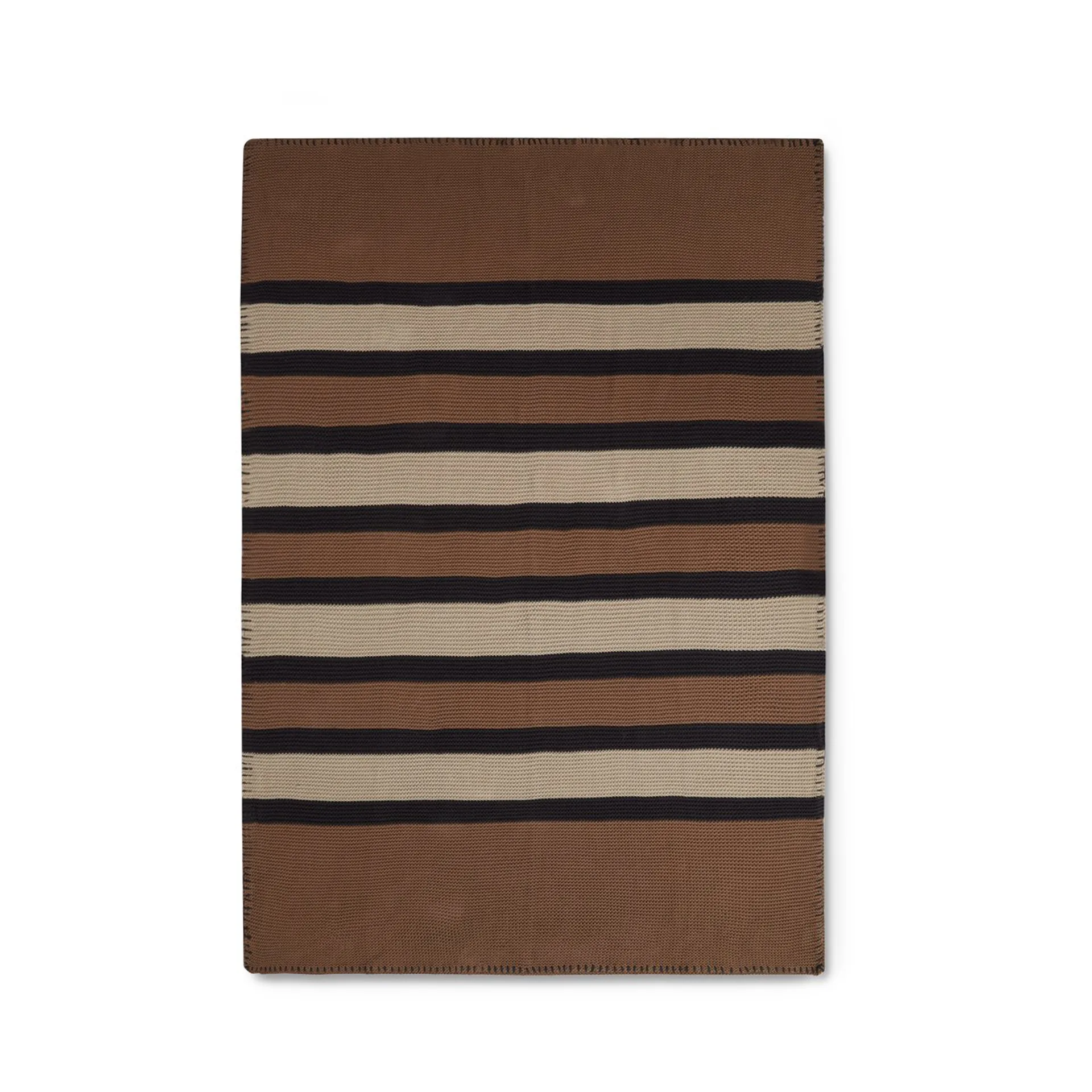 Manta Striped Knitted Cotton 130x170 cm, Brown-beige-dark gray Lexington