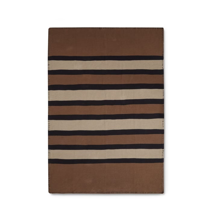 Manta Striped Knitted Cotton 130x170 cm - Brown-beige-dark gray - Lexington