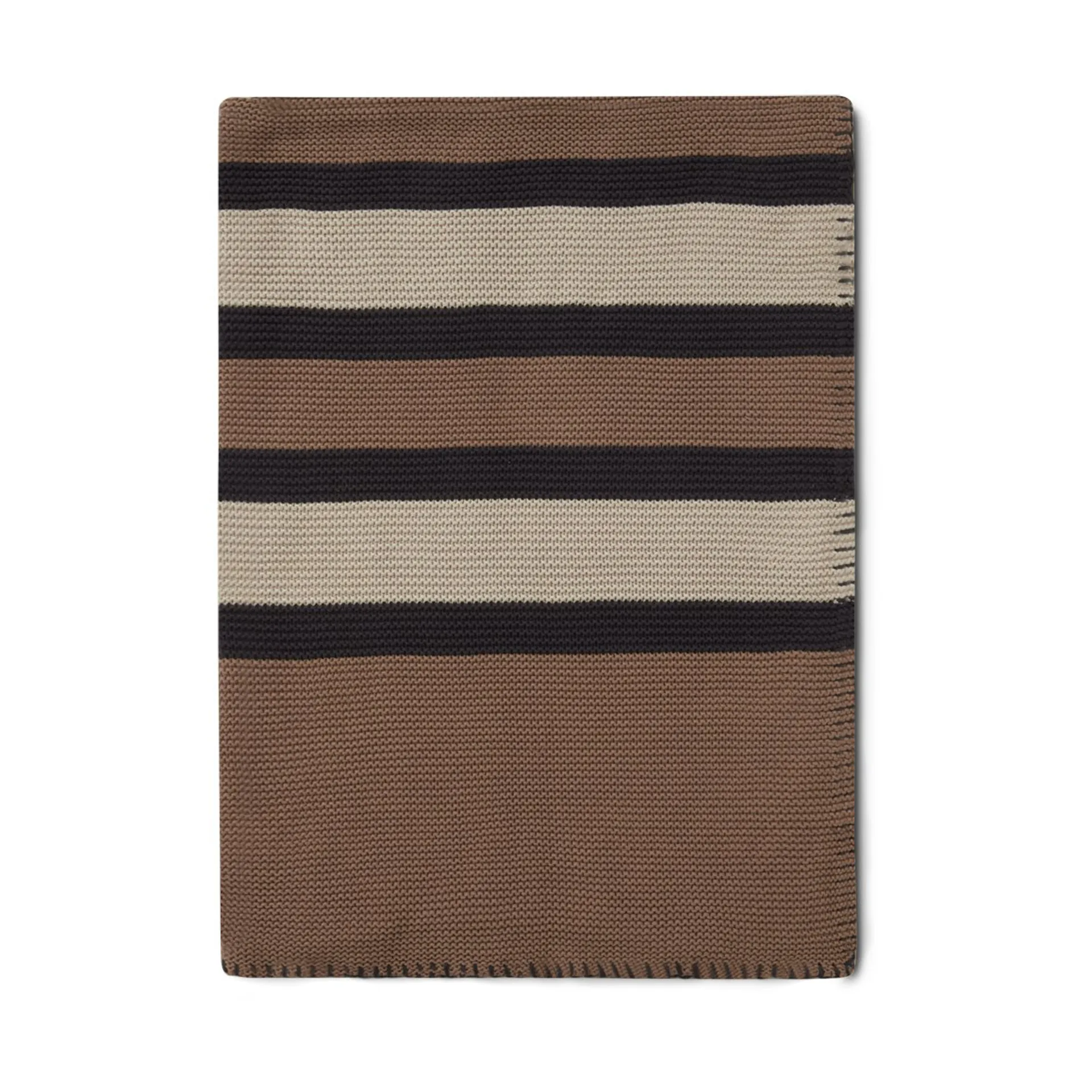Manta Striped Knitted Cotton 130x170 cm, Brown-beige-dark gray Lexington