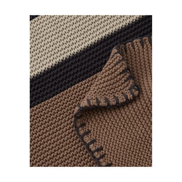 Manta Striped Knitted Cotton 130x170 cm - Brown-beige-dark gray - Lexington