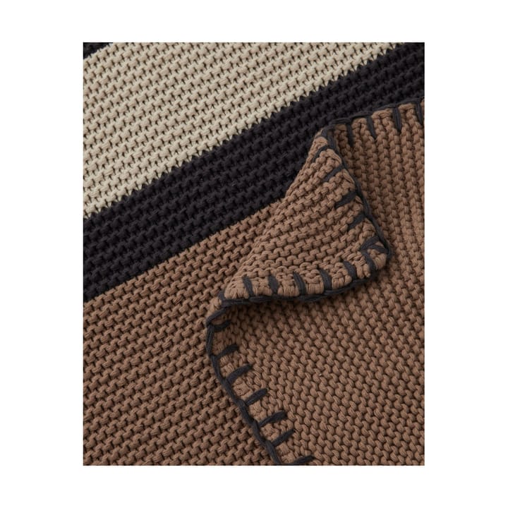 Manta Striped Knitted Cotton 130x170 cm, Brown-beige-dark gray Lexington