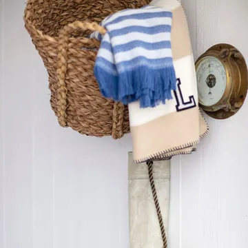 Manta Striped Recycled Cotton 130x170 cm - Blue-white - Lexington