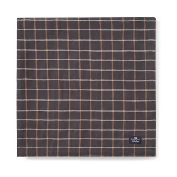 Mantel Checked Cotton Linen 150x250 cm - Dark gray-beige - Lexington