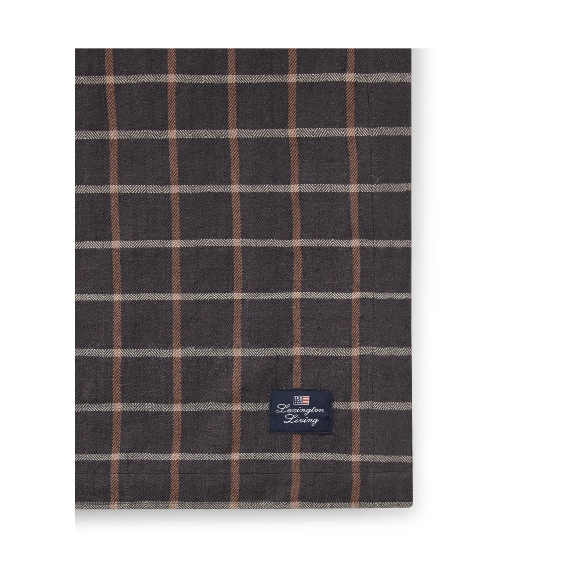 Mantel Checked Cotton Linen 150x250 cm, Dark gray-beige Lexington
