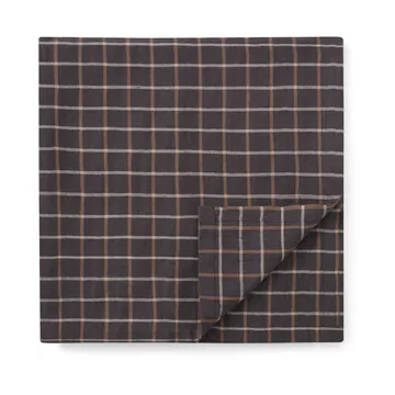 Mantel Checked Cotton Linen 150x250 cm - Dark gray-beige - Lexington