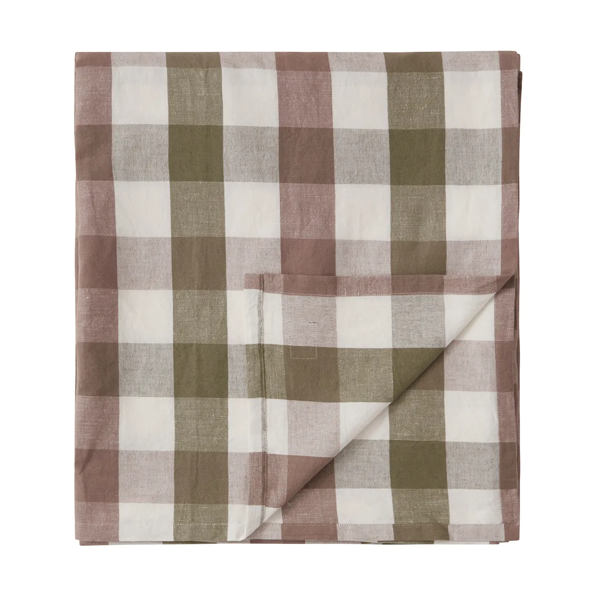 Mantel Checked Cotton Linen 150x250 cm, Olive Lexington
