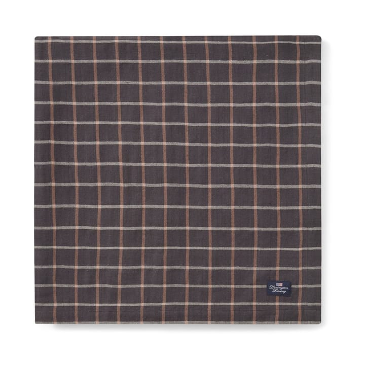 Mantel Checked Cotton Linen 150x350 cm - Dark gray-beige - Lexington