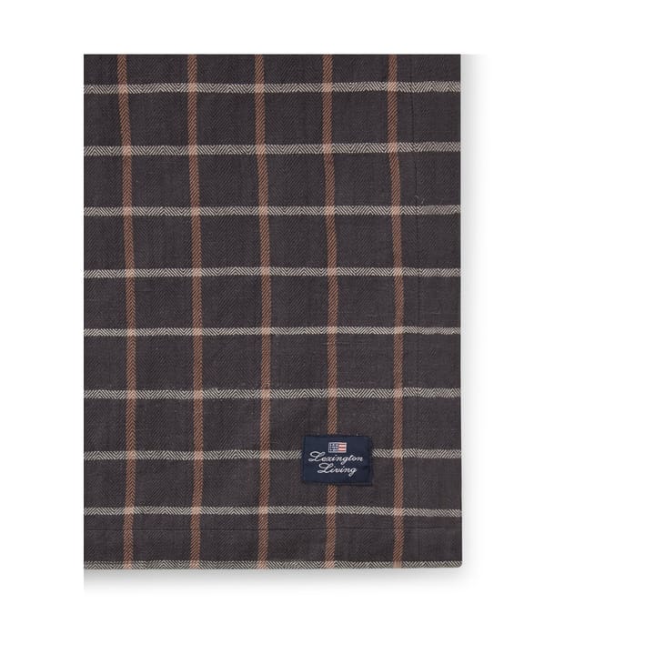 Mantel Checked Cotton Linen 150x350 cm, Dark gray-beige Lexington