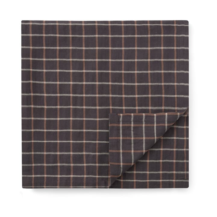 Mantel Checked Cotton Linen 150x350 cm, Dark gray-beige Lexington