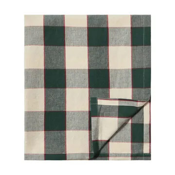 Mantel Checked Cotton Linen 150x350 cm - Green-light beige-red - Lexington
