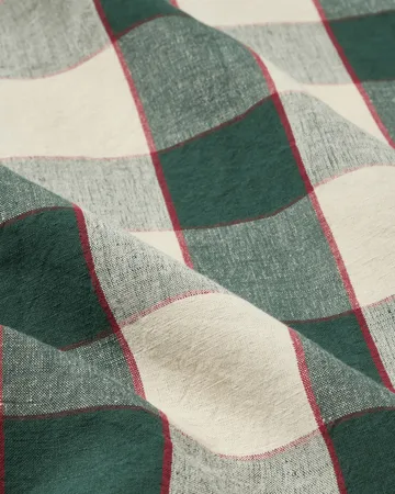 Mantel Checked Cotton Linen 150x350 cm - Green-light beige-red - Lexington